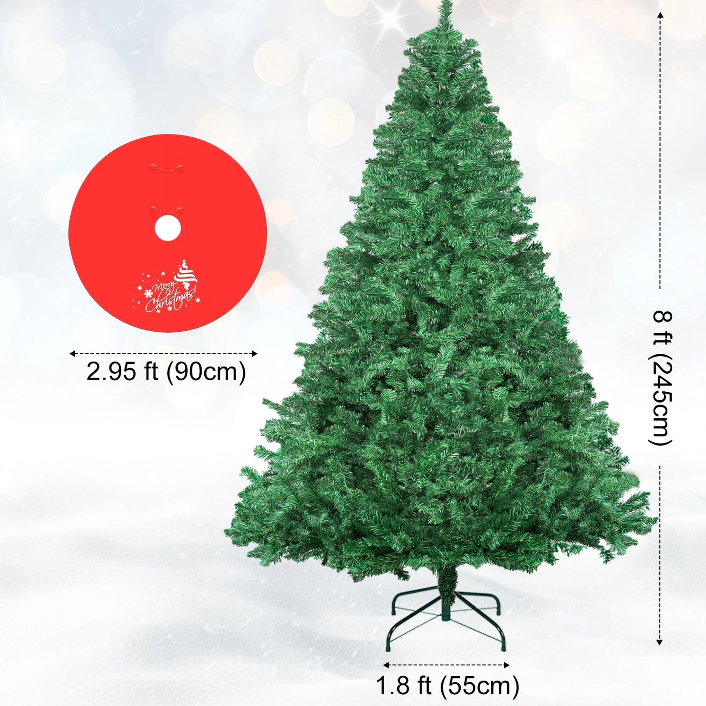 7ft 8ft Spruce Artificial Christmas Tree With 1300 Branch Tips Metal Hinges Base