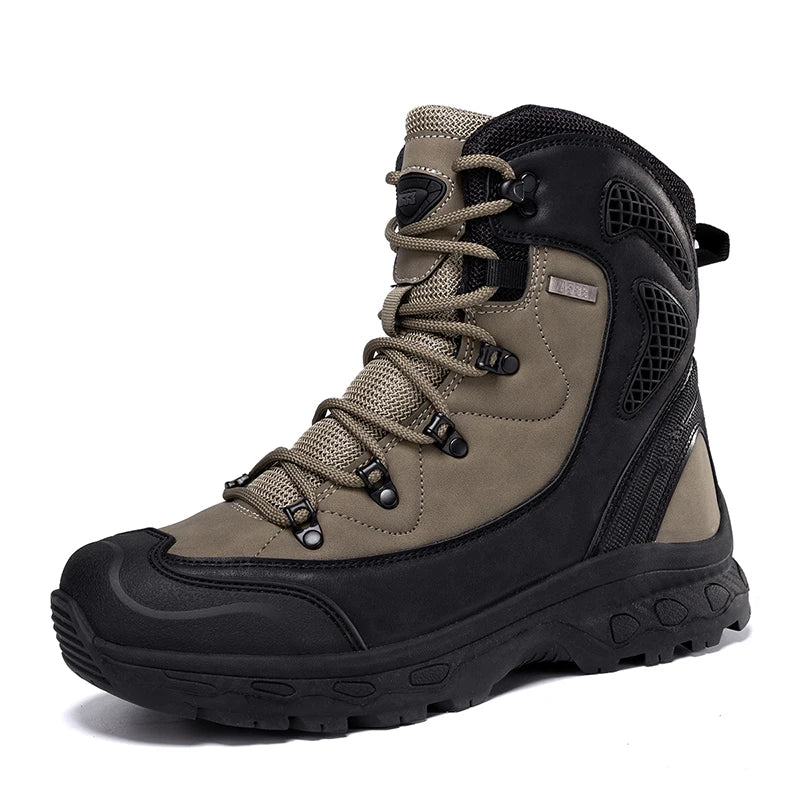 Mens Hiking Boots Waterproof Breathable Mountain Climbing Shoes Lace Up Outdoor