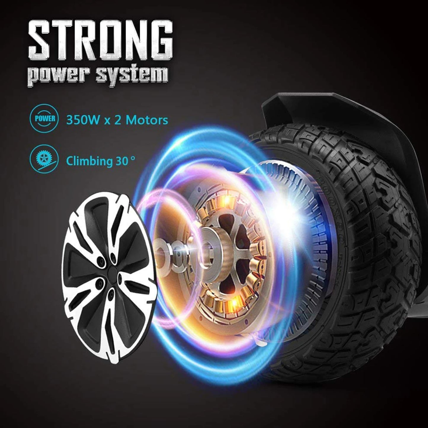 8.5 Inch All Terrain Hoverboard With Bluetooth Speakers LED Lights UL2272