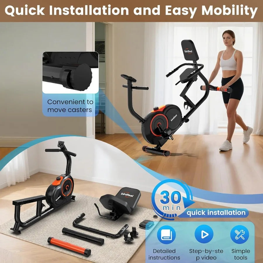 Recumbent Exercise Bike for Home Use Supports 400 Lbs 16 Adjustable Gears