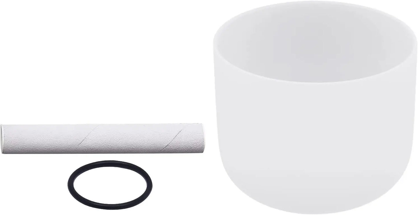Frosted Quartz Crystal Singing Bowls, Tibetan Singing Meditation Bowl with O Ring and Mallet 432-440Hz for Meditation Healing