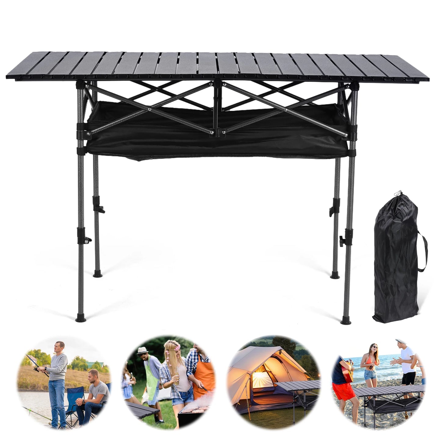 Outdoor Folding Aluminum Table Portable With Carrying Bag For Camping Picnics