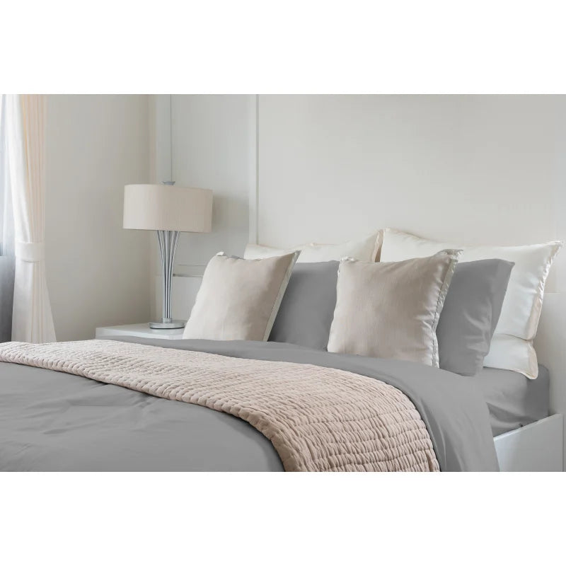 Silky Soft Tencel Lyocell Sheets Set 4 Piece Queen Gray Oeko Tex Certified