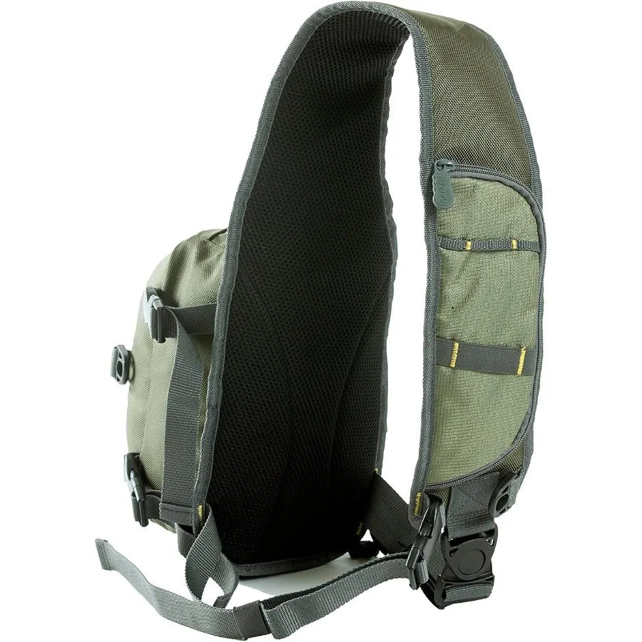 Cedar Creek Fly Fishing Sling Pack Fits 4 Tackle Boxes Gray Lime Olive Green