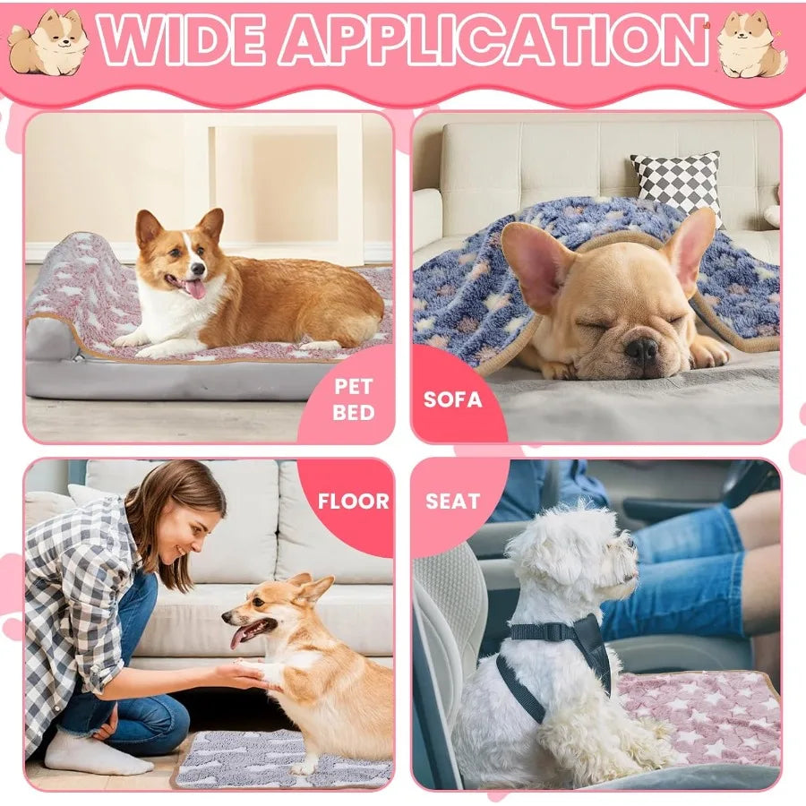 3 Pcs Dog Blanket Calming Super Soft Sleep Mat Washable Small Medium Large Dogs