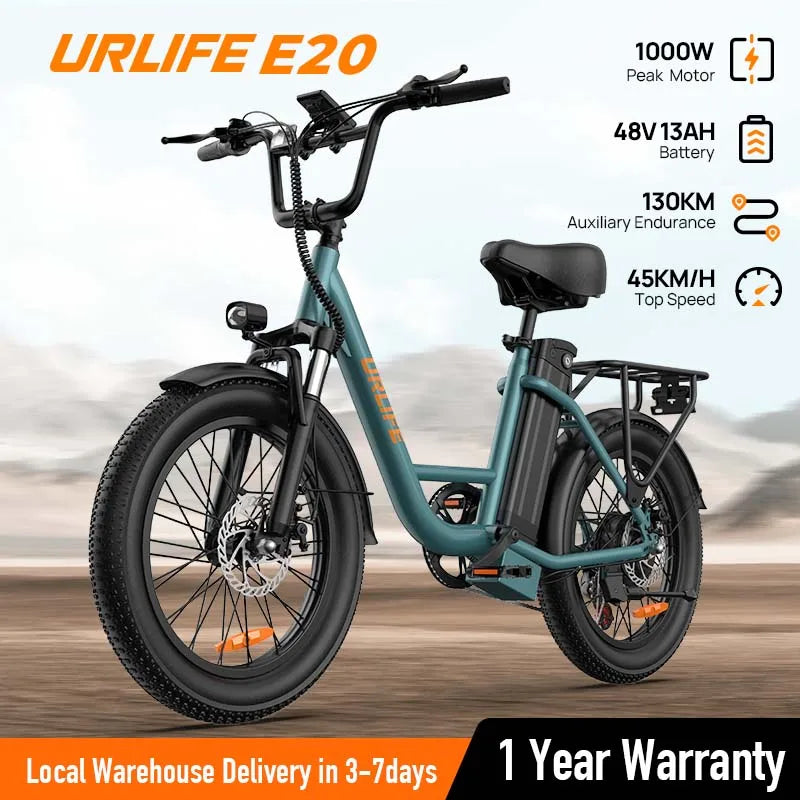 URLIFE 1000W E20 Electric Bike 48V 13Ah Dual Disc Brake