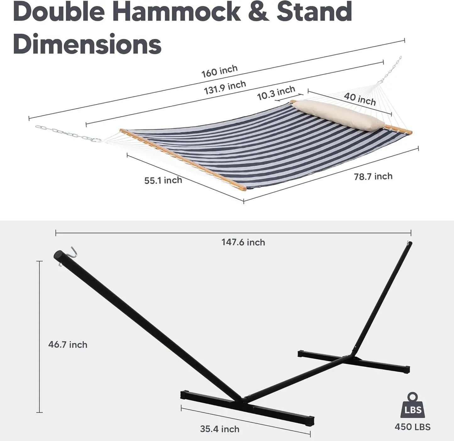 Double Hammock With Stand Outdoor Portable Hammock Set ZUIJI