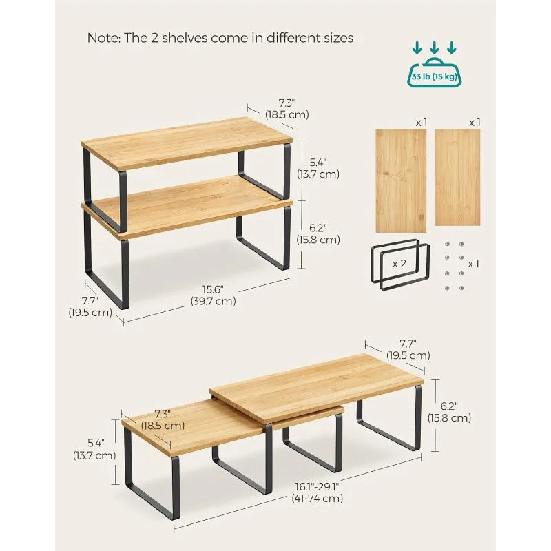 Cabinet Organizer Shelf Set Four Kitchen Counter Shelves