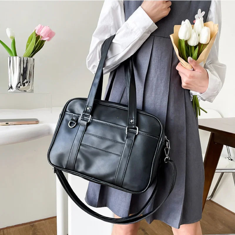 Japanese Style JK Bag For Women High School Uniform PU Leather Shoulder Bag Simple Crossbody Itabag