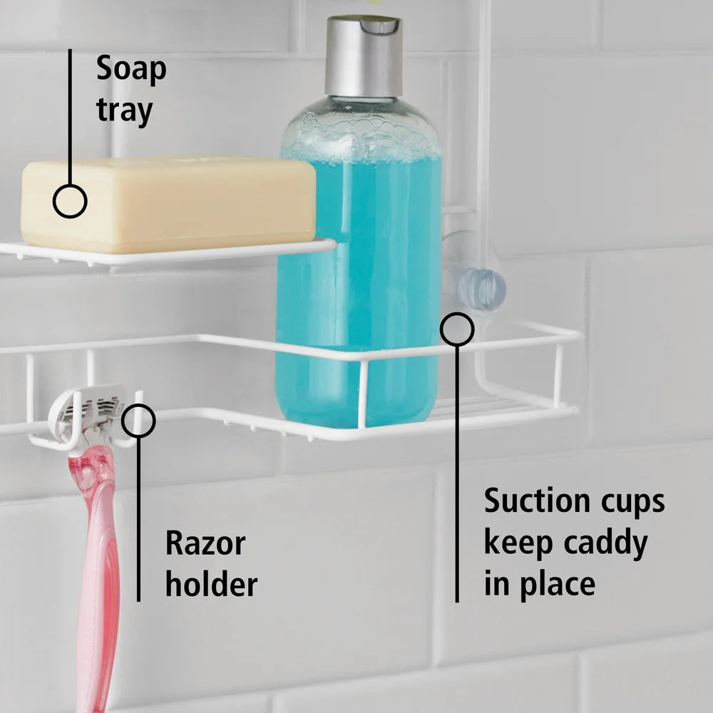 Over Shower Caddy With 2 Shelves Soap Tray And Hooks Rust Resistant Bathroom Storage Solution For Shower Essentials