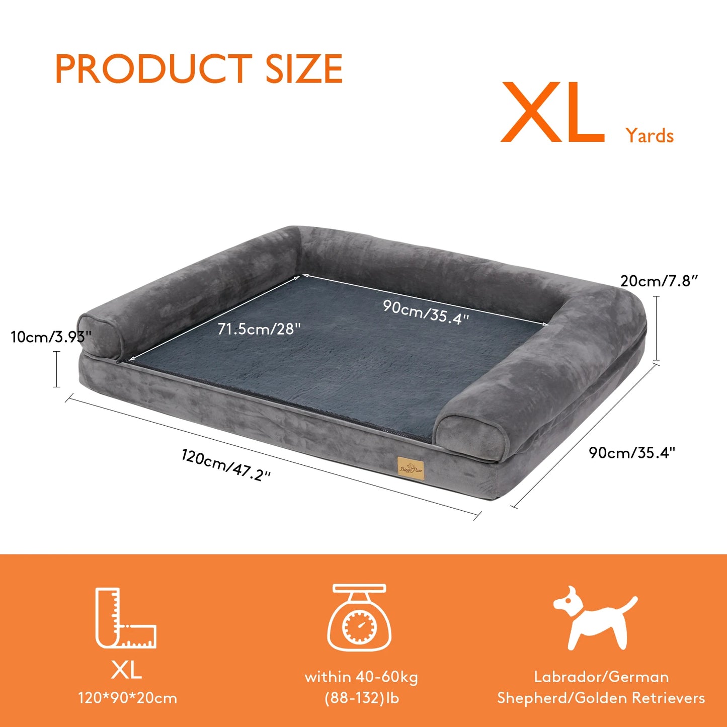 Extra Large Orthopedic Dog Bed With Removable Washable Cover Soft Sponge Foam Mattress Couch