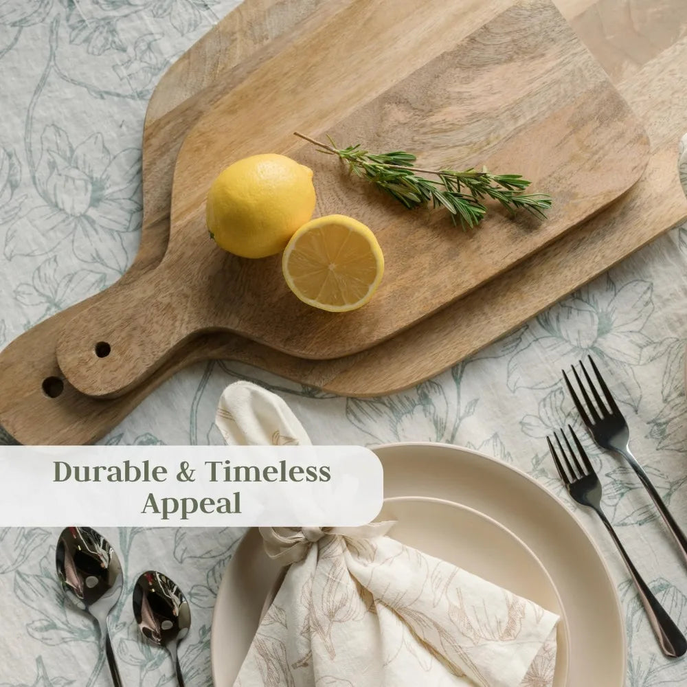 Wood Cutting Board 17x19 Mango Wood with Handle for Serving and Chopping