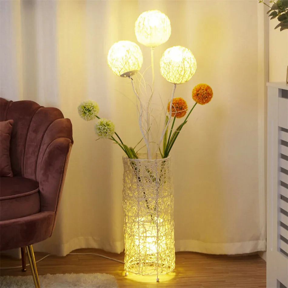 LUVODI Modern Decorative Floor Lamp LED Rattan Standing Light Tree Lantern