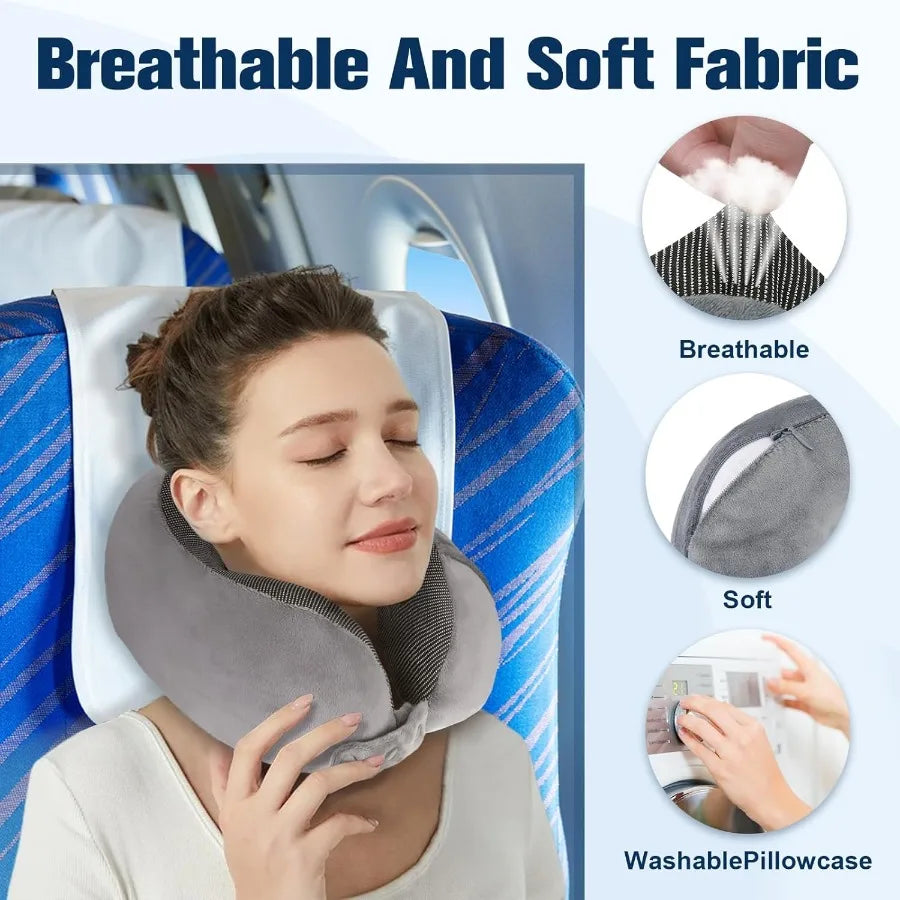 Memory Foam Travel Neck Pillow With Adjustable Design Portable Plane Accessory For Comfort