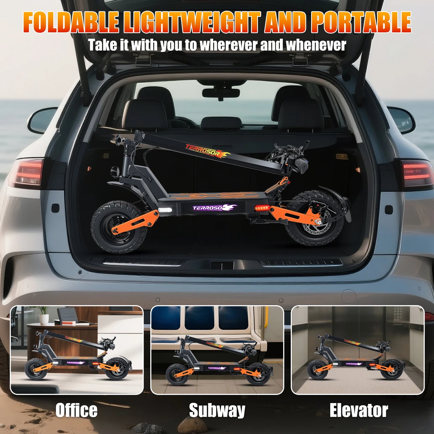 LELEKUAIC Folding Electric Scooter for Adults 48V 11 Inch Off Road Suspension