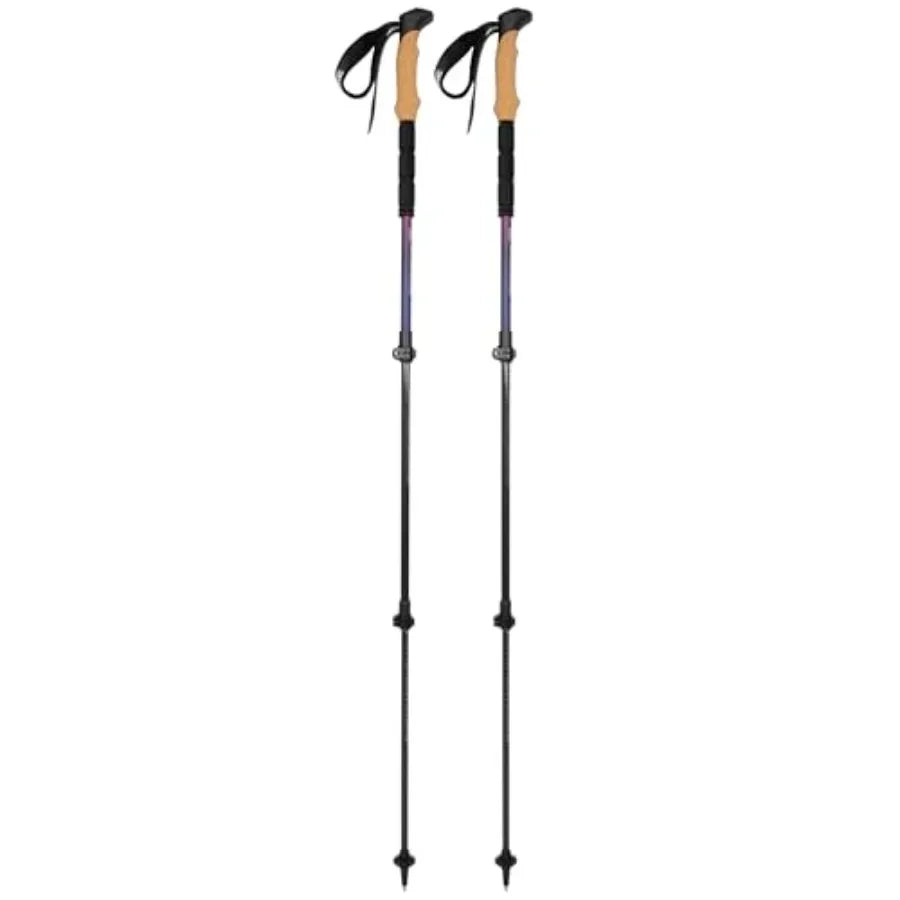 Collapsible Carbon Fiber Trekking Poles With Cork Grips Adjustable For Men Women