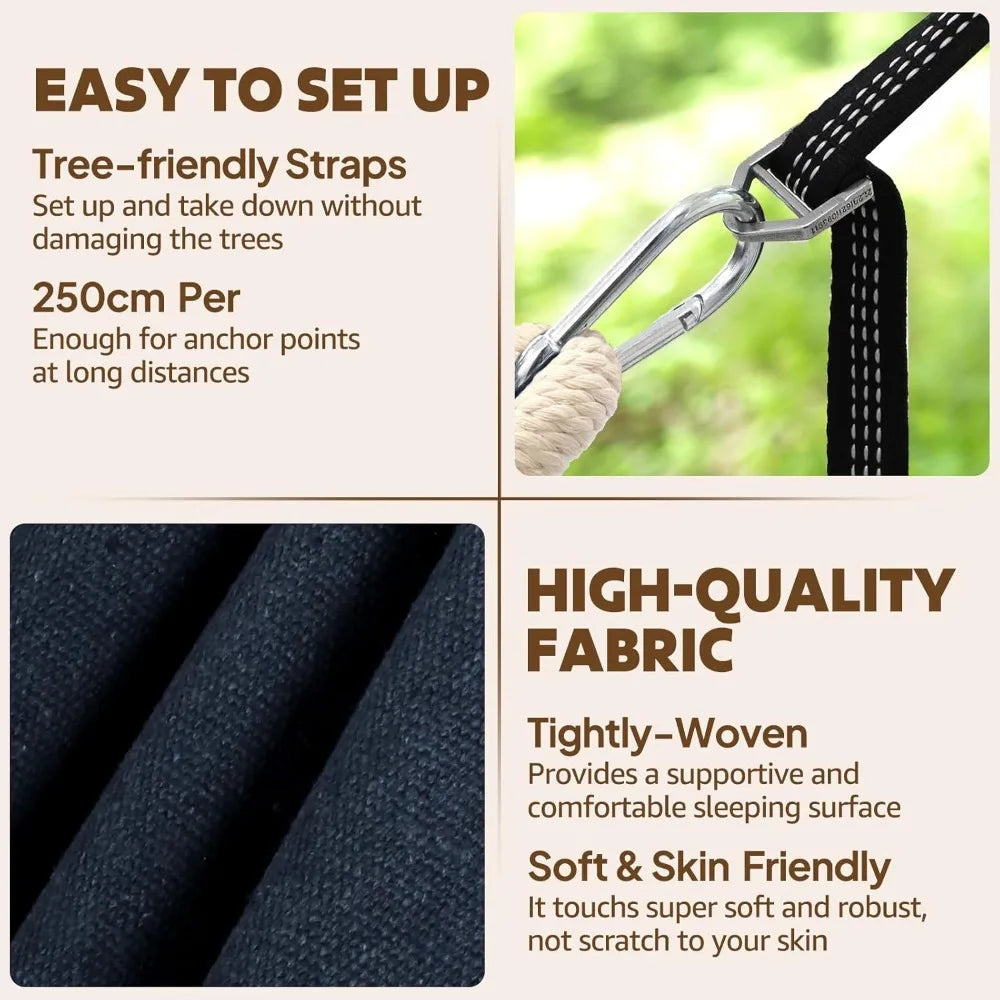Chihee Cotton Hammock 660Lb Portable Camping Detachable Bar