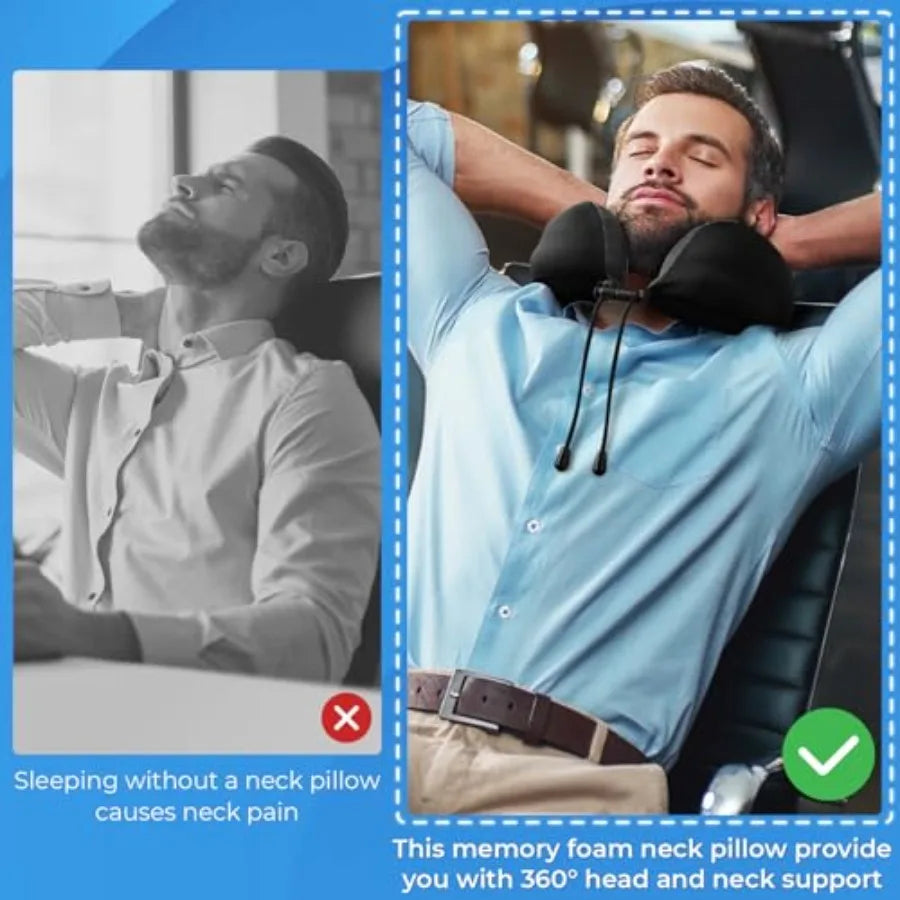 Travel Memory Foam Neck Pillow Adjustable Clasp for Travel