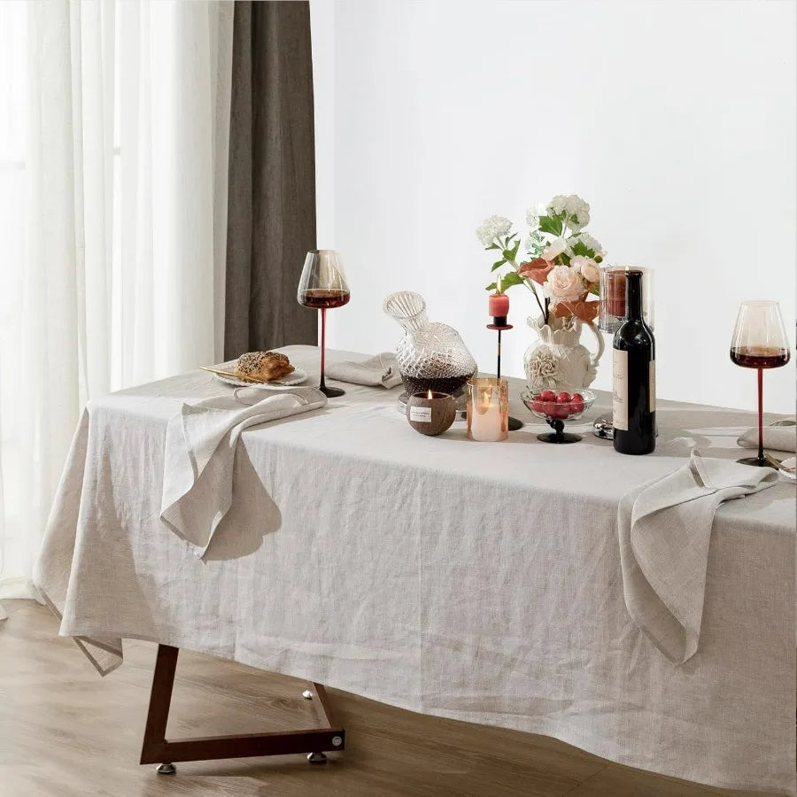 Linen Tablecloth 60x108 Inches 100 Percent Pure Linen Washable Rectangle Dining