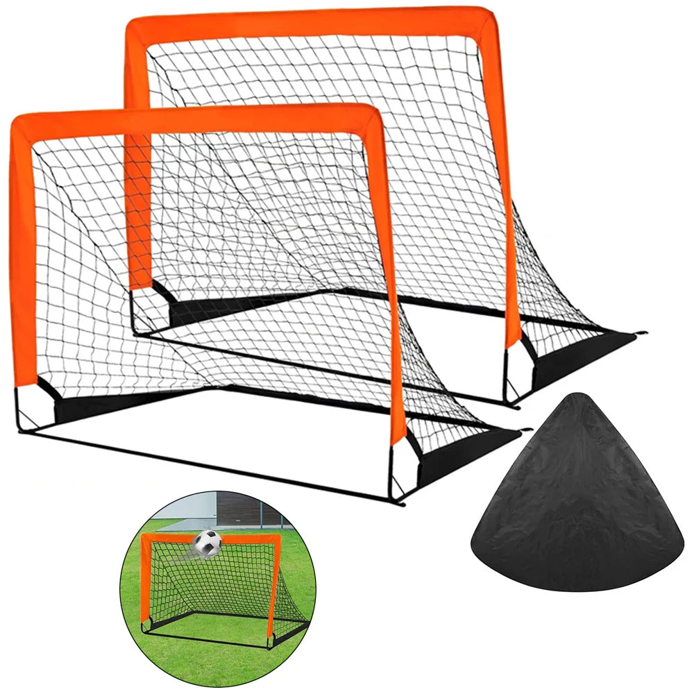 Backyard Soccer Goals Set 2Pcs Portable Football Net Door Frame Indoor Outdoor