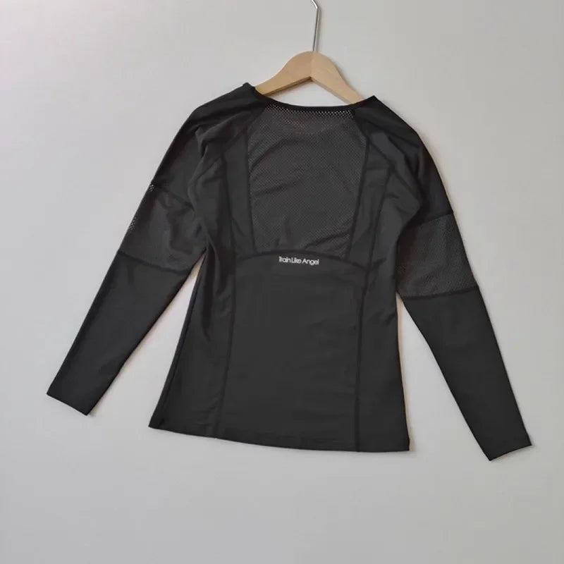 Women's Slim Fit Long Sleeve Yoga Top Quick Dry Breathable Fitness Pilates Running Sports Wear for Autumn Winter
