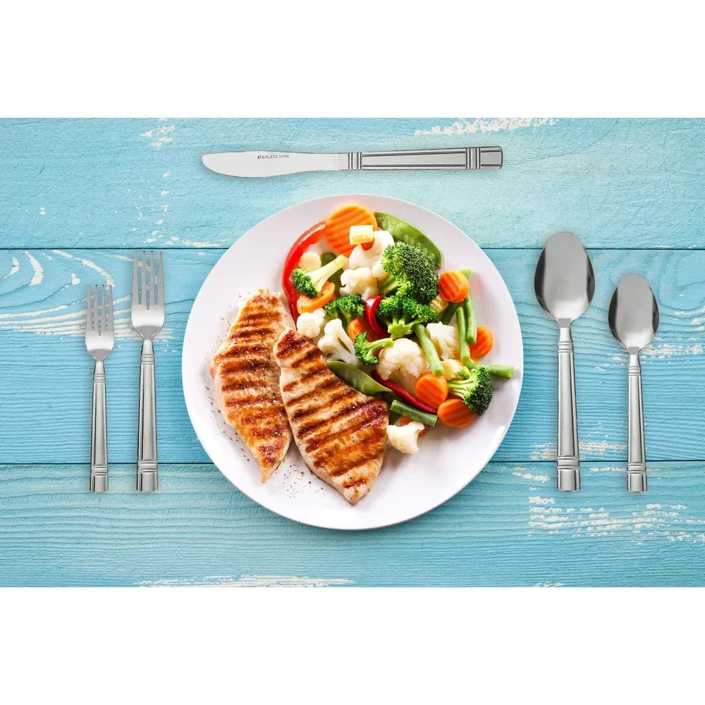 Elegant 49 Piece Stainless Steel Flatware Set With Organizer Tray For 8