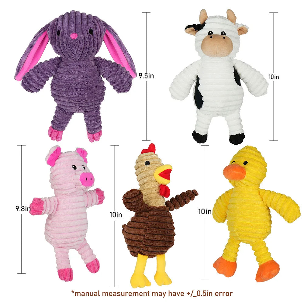 5 Pack Plush Dog Toys With Squeakers For Small Medium And Large Dogs Assorted Value Bundle Stuffed Chew Toy Set