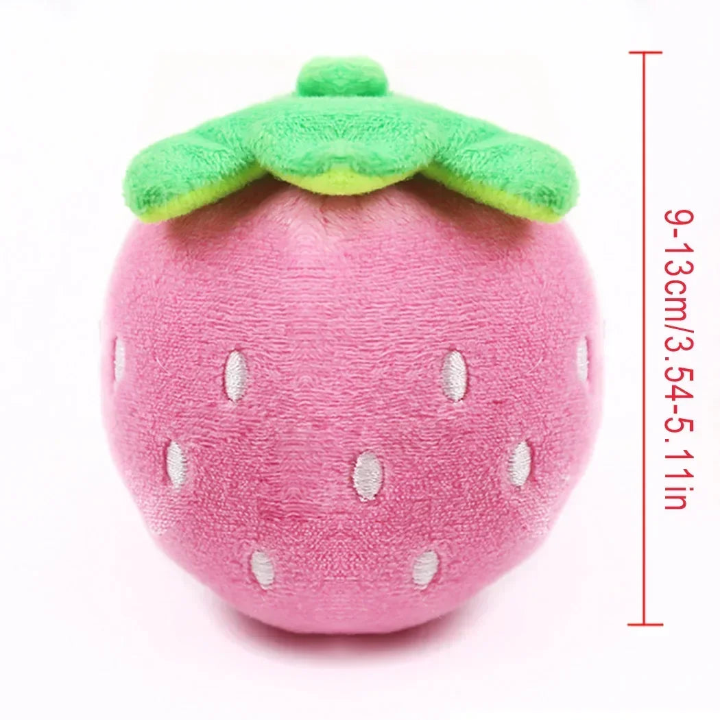 Strawberry Plush Squeaky Pet Toy For Dogs Cats Squeaker