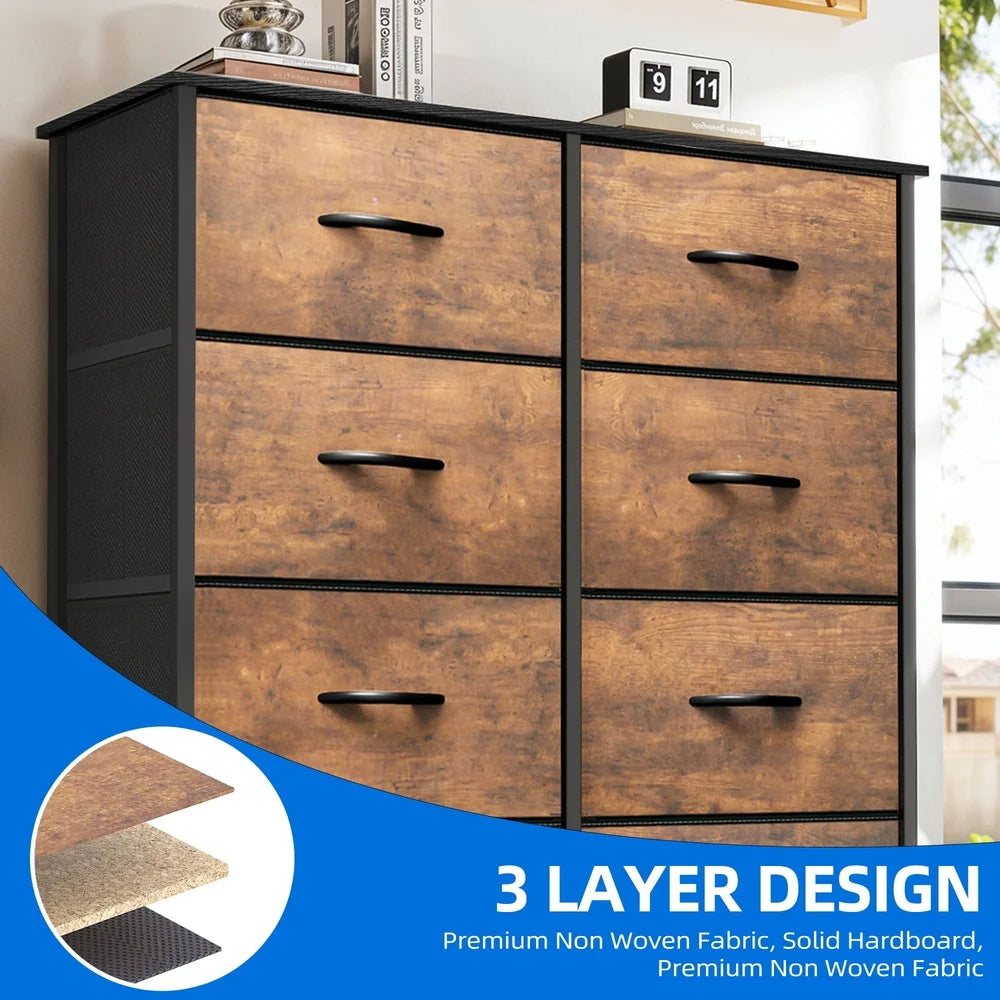 10 Drawer Fabric Dresser With Metal Frame For Closet