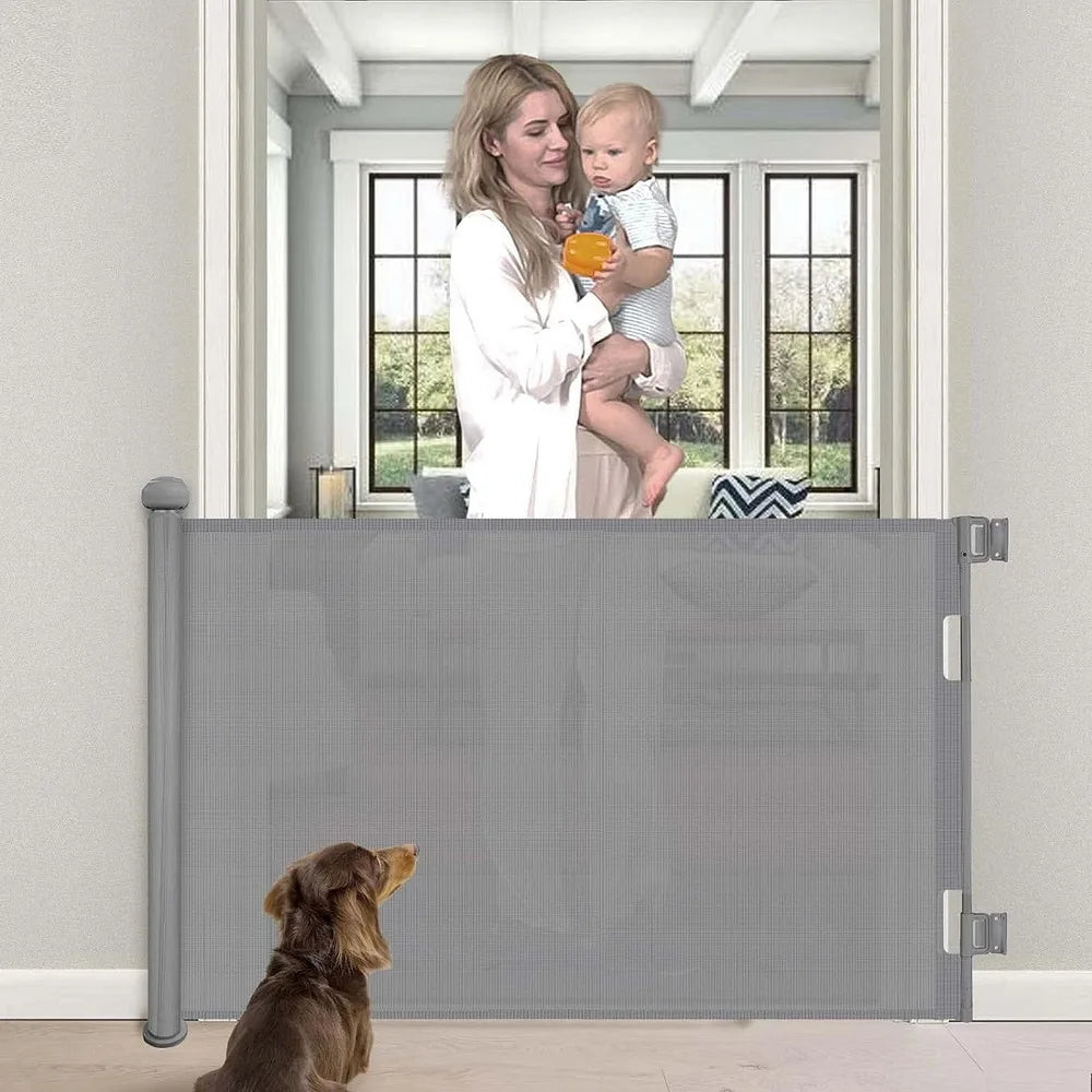 Retractable Baby Gate 71 Inch For Doorways Stairs Hallways Indoor Outdoor Pet