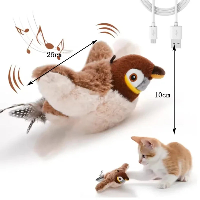 Hot Simulated Bird Cat Toy Interactive Plush Pet Toy For Cats And Dogs Rechargeable Chirping Flapping Bird No Flying