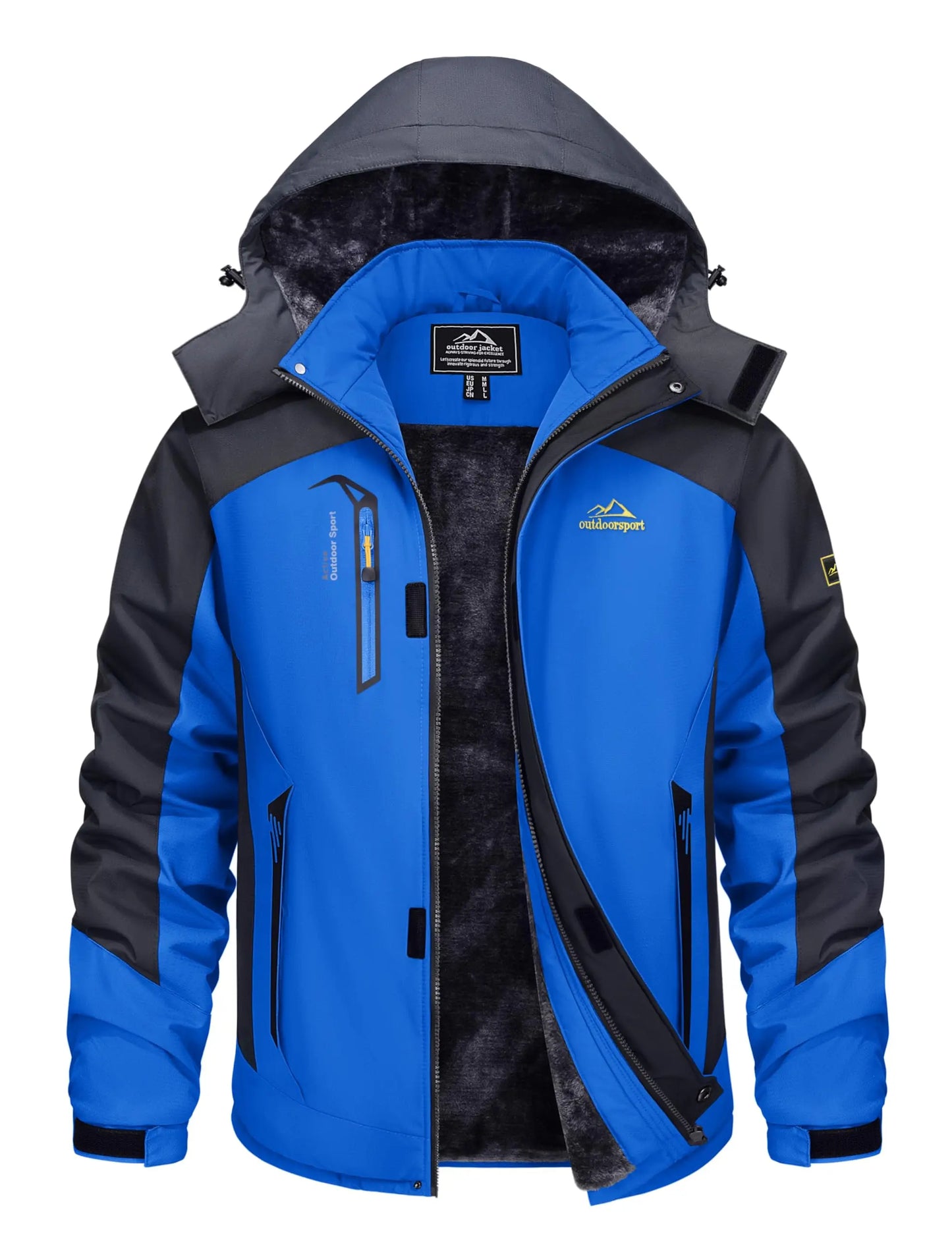 Mens Waterproof Windproof Ski Jacket Fleece Tactical Winter Coat Hooded Parka