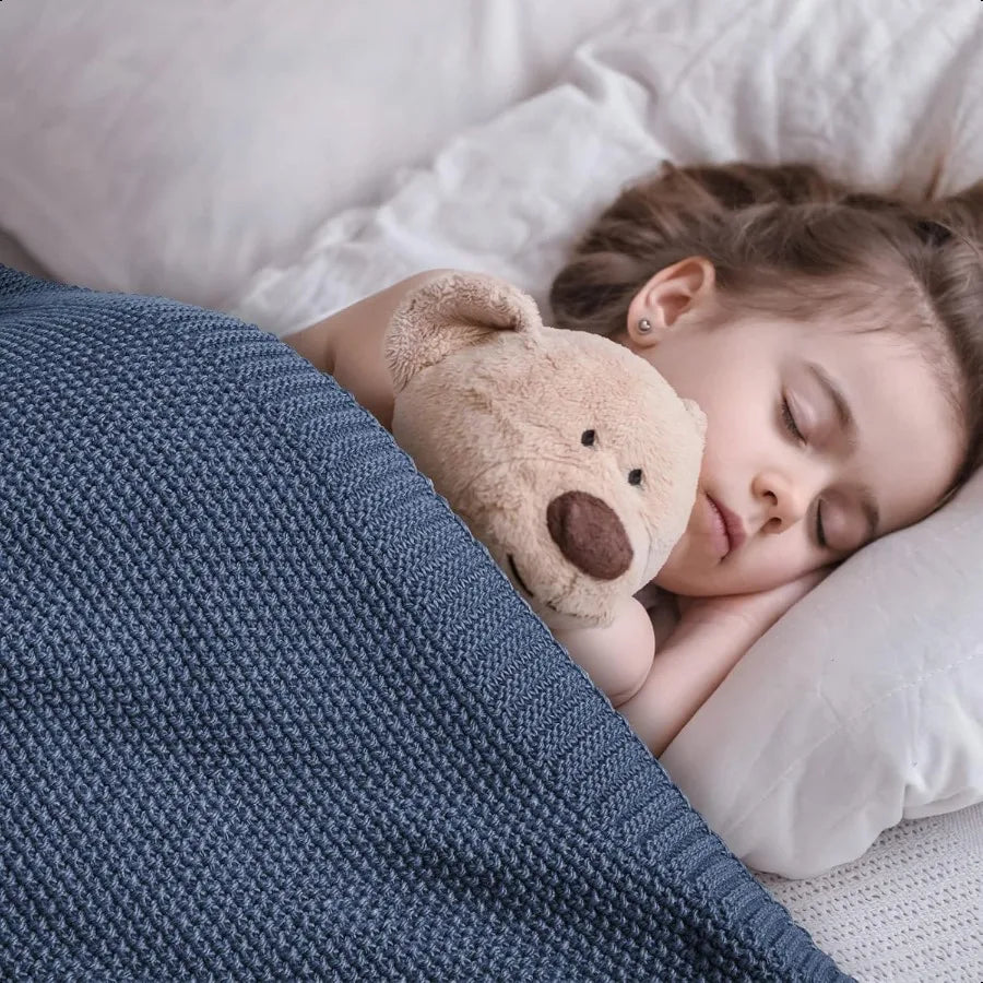 Blue Throw Blanket for Couch Soft Cozy Cable Knit Throw for Bed Sofa Living Room Lightweight Warm Decorative Farmhouse Christma