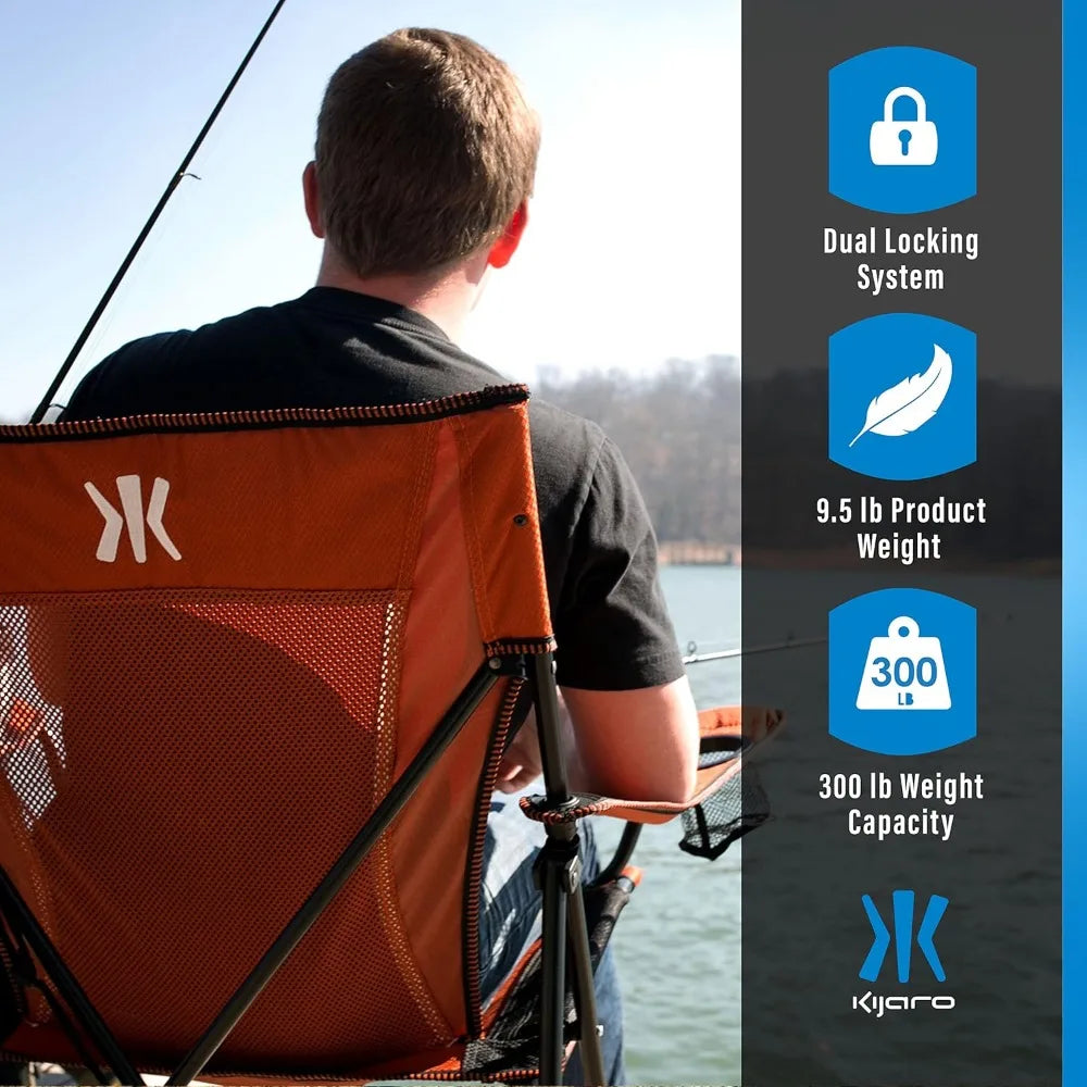 Victoria Desert Orange Dual Lock Camping Chair Portable