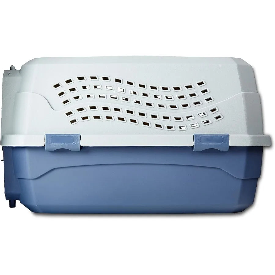 Two Door TopLoad HardSided Pet Carrier For Dogs And Cats Gray Blue