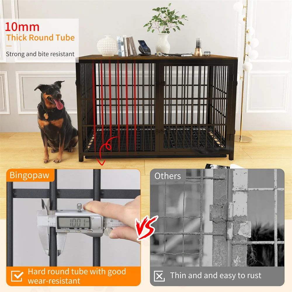 Heavy Duty XXL Dog Crate End Table Cabinet With Three Doors Removable Tray