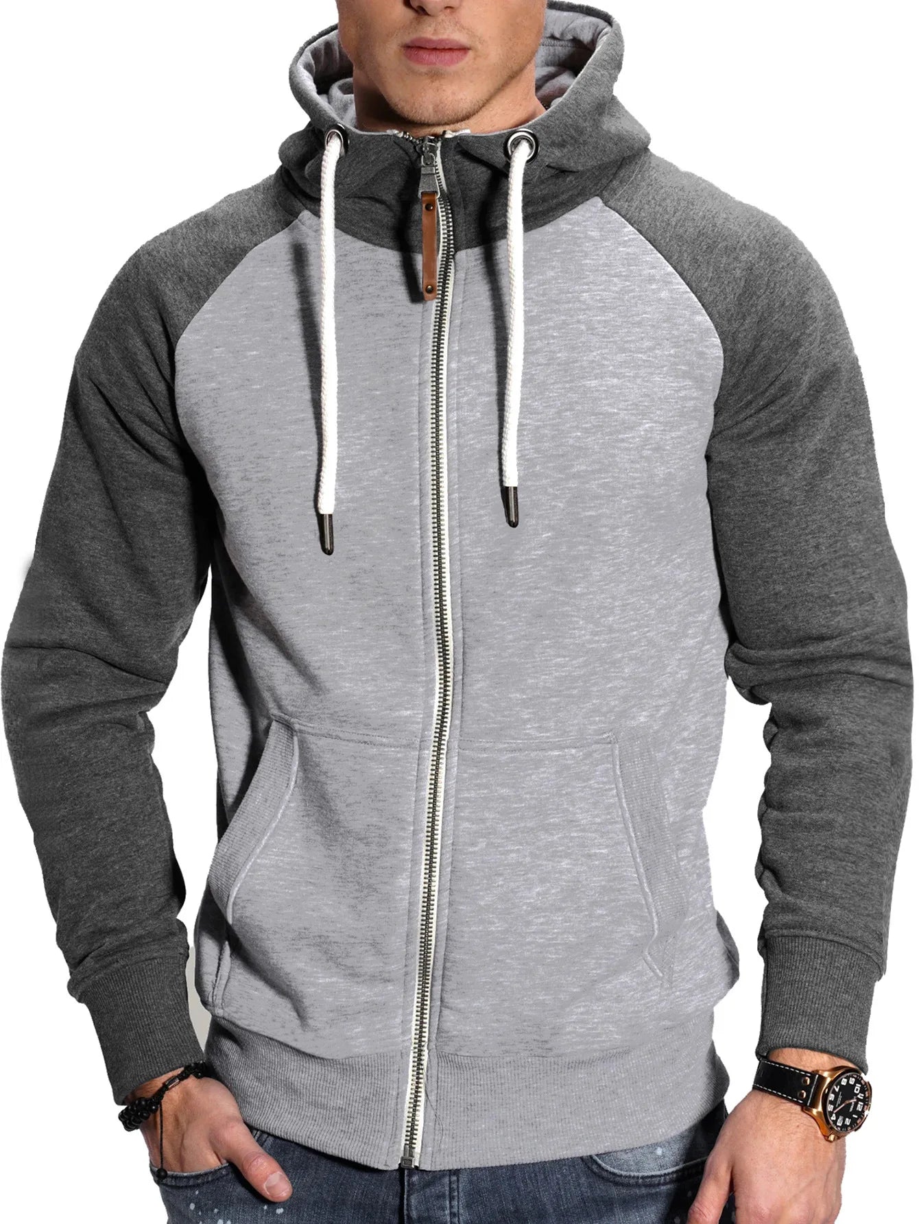 Slim Fit Hooded Zip Hoodie For Men Long Sleeve Sweatshirt Jacket
