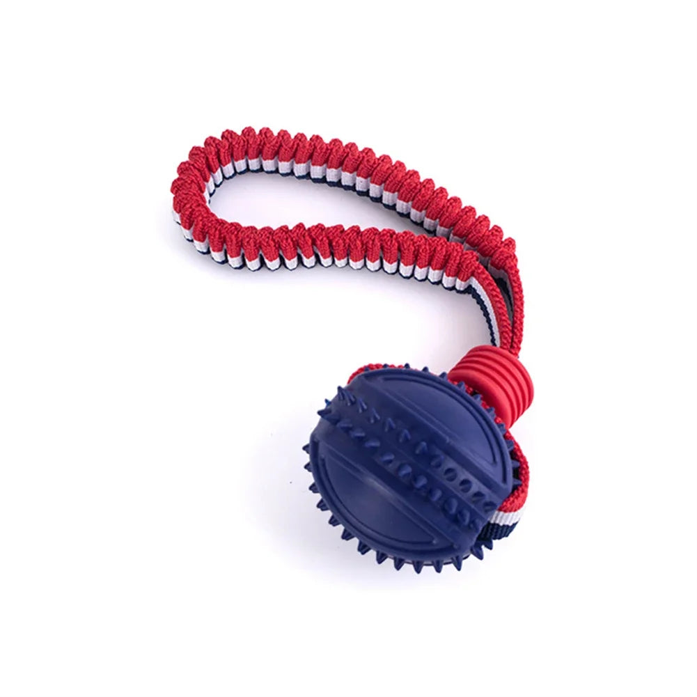 Interactive Training Rope Knot Dog Toy Ball for Puppies Chew Toy with String Molar Resistant Teeth Cleaning