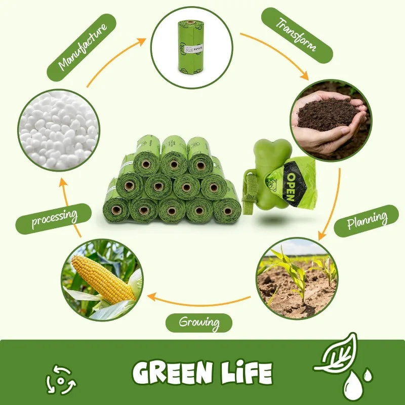 Dog Poop Bag Set With Dispenser And Leash Clip Thick Waste Bags For All Dog Sizes And Cats