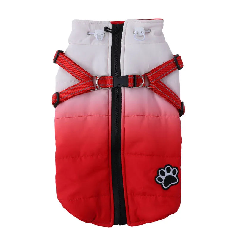 Winter Dog Jacket With Harness Zipper For All Breeds Coat
