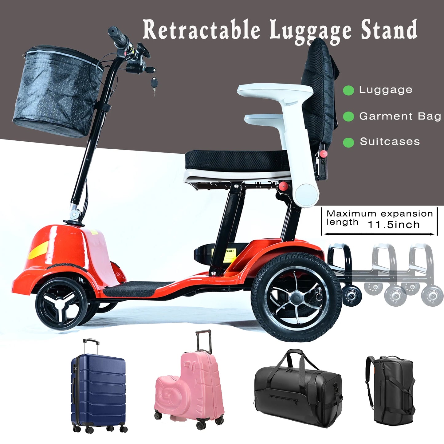 EU Stock 15kg Magnesium Mobility Scooter Foldable Electric With Luggage Holder