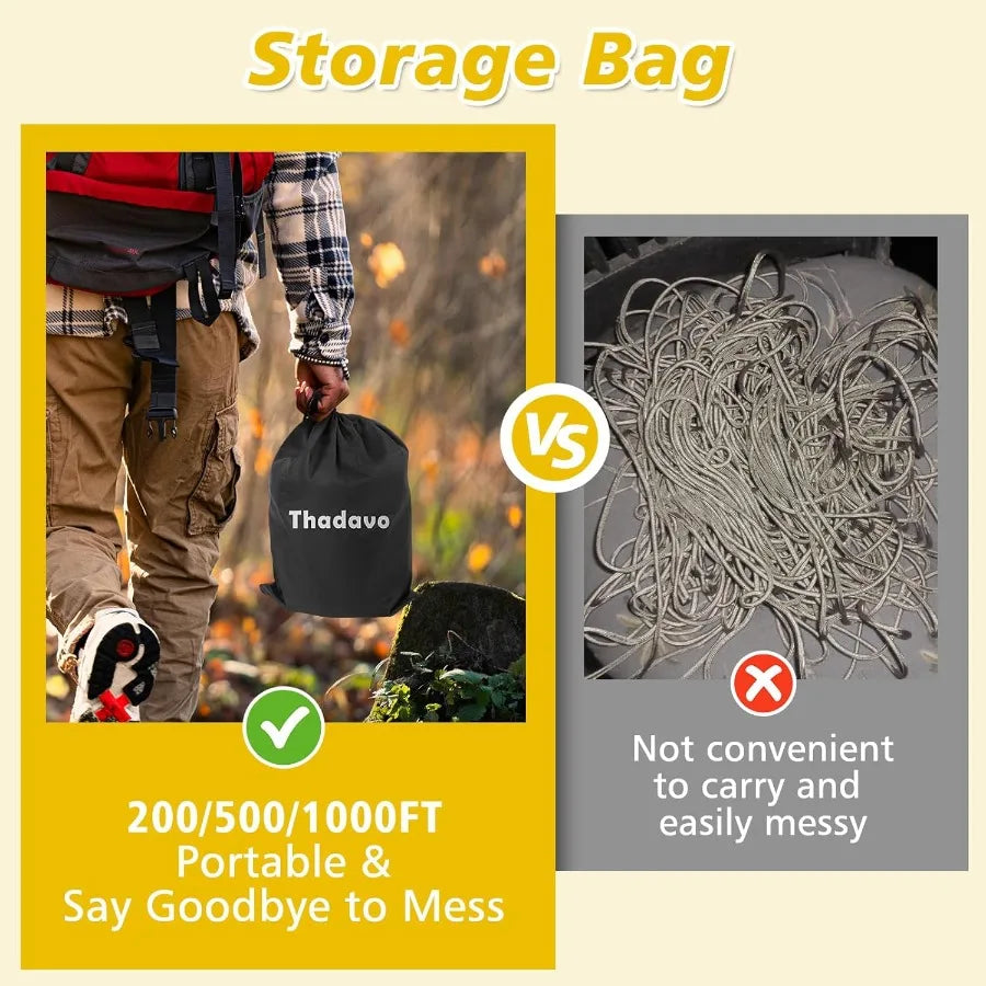 Reflective Paracord Rope 850Lb 1000ft 4mm 11 Strand Para Cord for Camping Tent