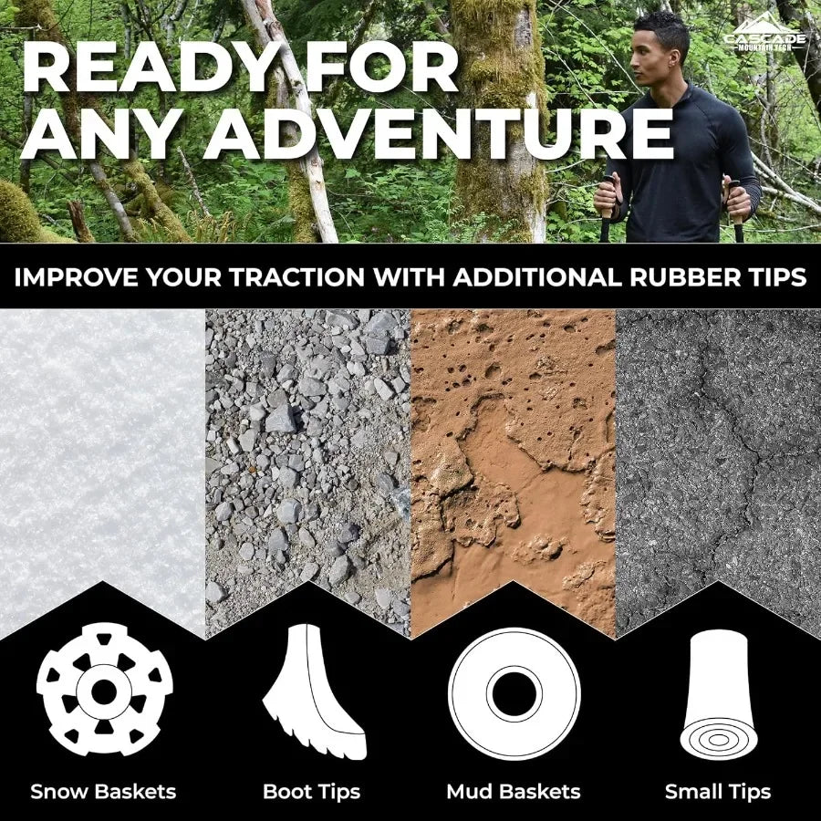 Trekking Poles Carbon Fiber Walking Hiking Sticks With Quick Adjustable Locks