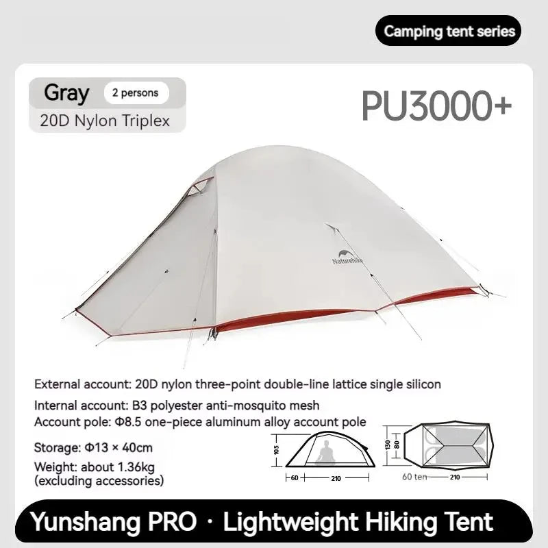 Naturehike Cloud Up Pro Two Person Trekking Tent 20D Nylon Ultralight