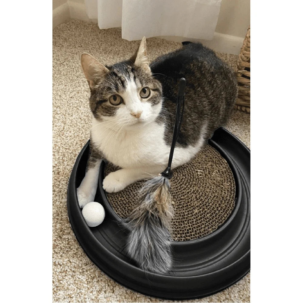 Turbo Scratcher Interactive Cat Toy Ball Track Scratch Pad And Non Skid Feet