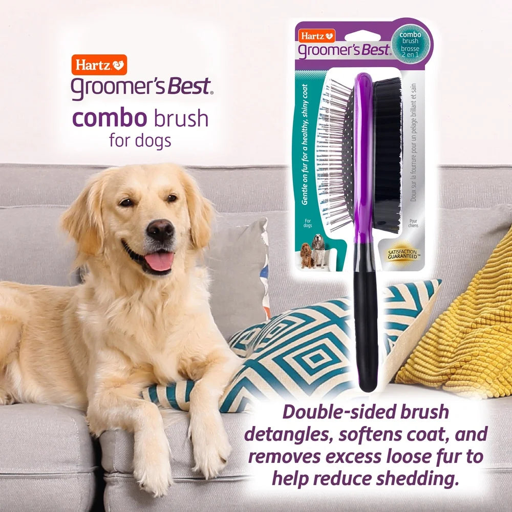 Dog Grooming Detangling Brush Double Sided Nylon Bristles
