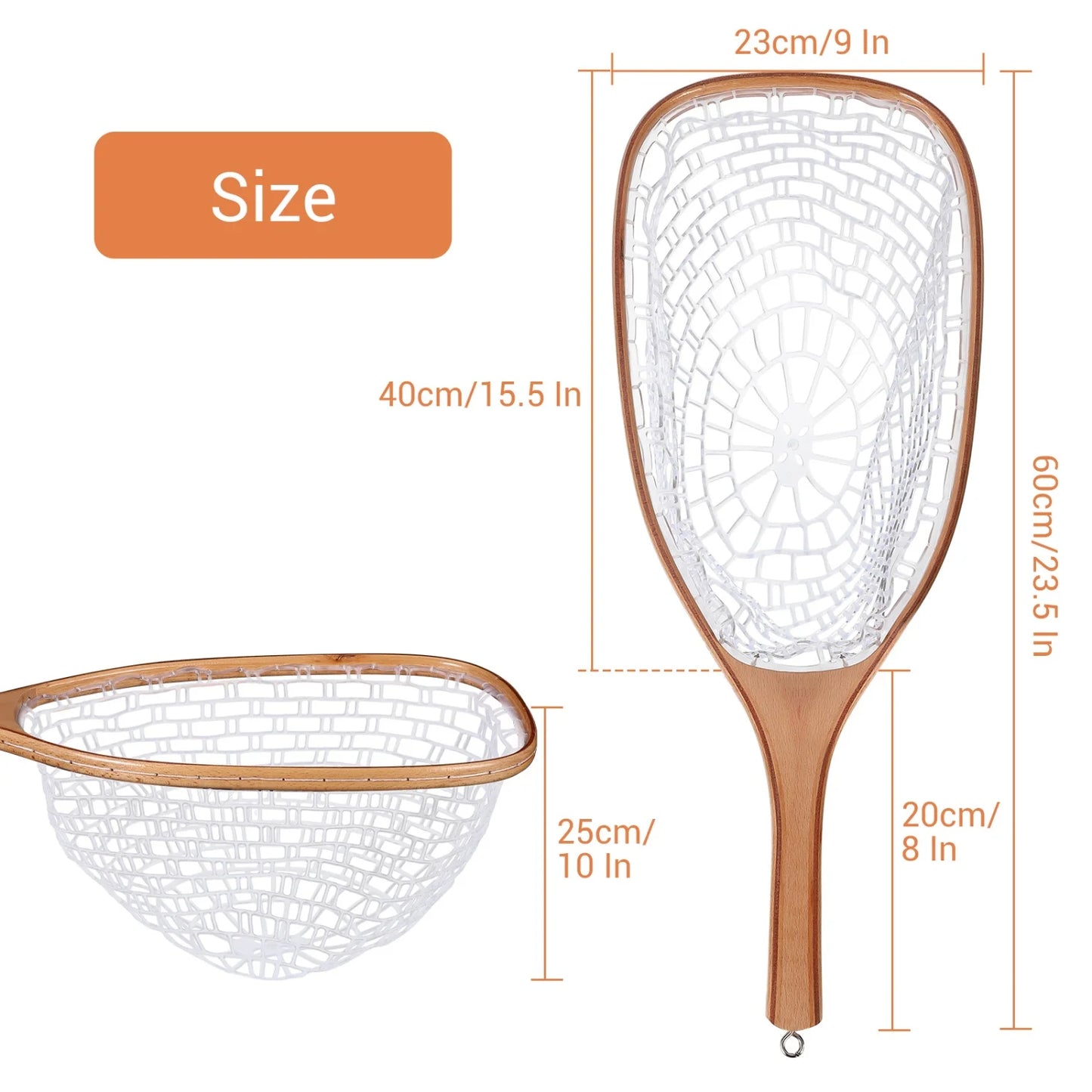 Wooden Frame Fly Fishing Net For Trout Catch And Release