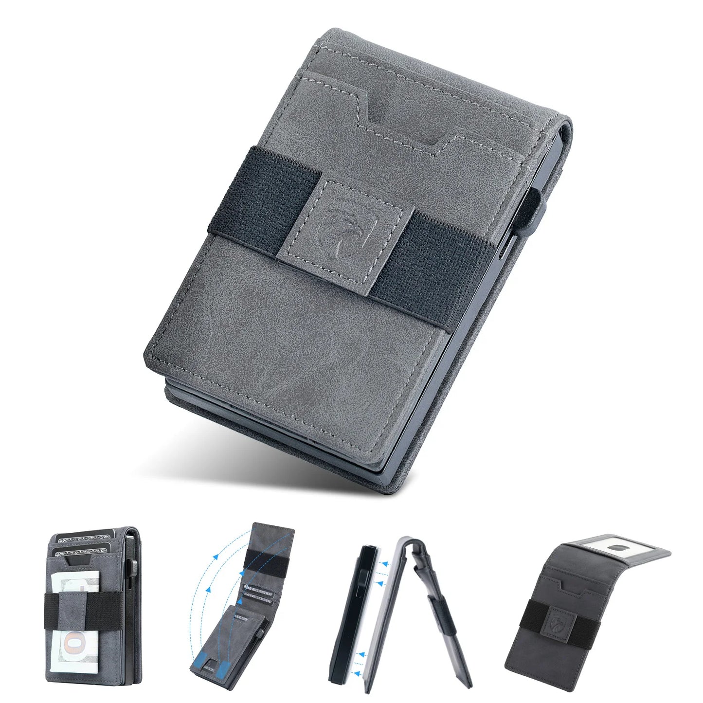 Leather Card Wallet Flip Holder Up To Six Cards Unisex