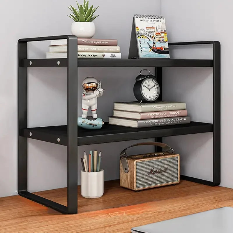LUSQI 2 Tier Desk Shelf Storage Rack For Home Office Organization