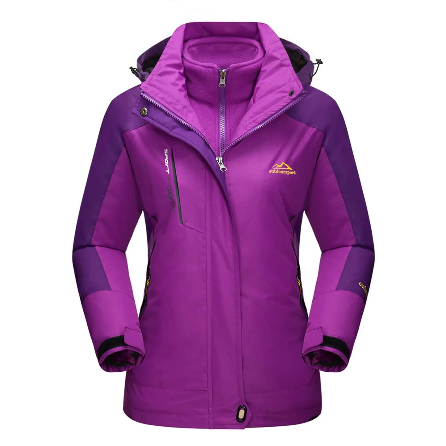 Women's 3 In 1 Waterproof Windproof Fleece Ski Snowboard Jacket Hooded Parka